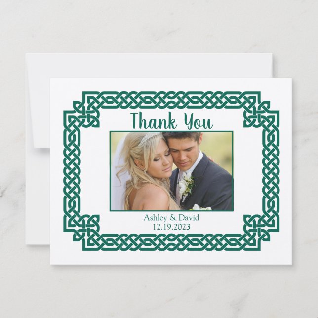Carte Green Celtic Knot Claddagh Merci Mariage irlandais (Devant)