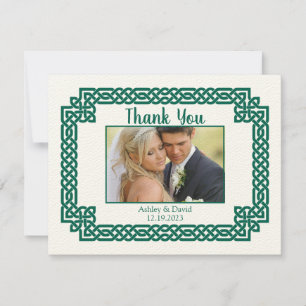 Carte Green Celtic Knot Claddagh Merci Mariage irlandais