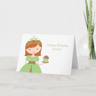Carte Green Cupcake Princess Anniversaire