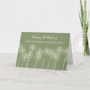 Carte Green Dandelions Grand-père Anniversaire