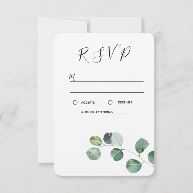 Carte Green Eucalyptus RSVP (Devant)