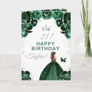 Carte Green Floral Brown Coiffeuse Joyeux anniversaire