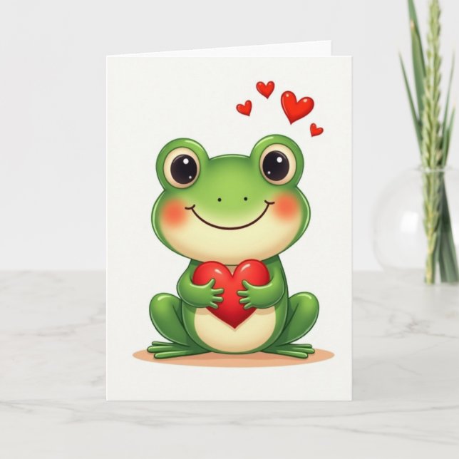 Carte Green Frog Valentines Day Card (Devant)