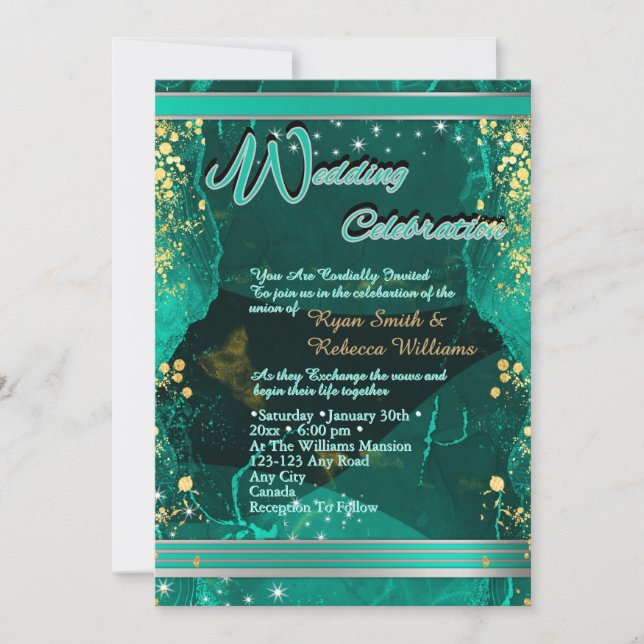 Carte Green & Gold Marble Flat Card  (Devant)