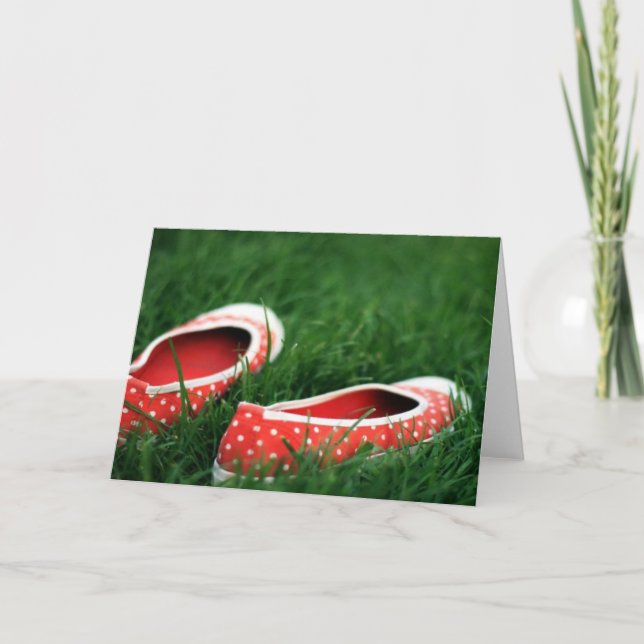 Carte Green Grass Red Polka Point Photo Note Anniversair (Devant)
