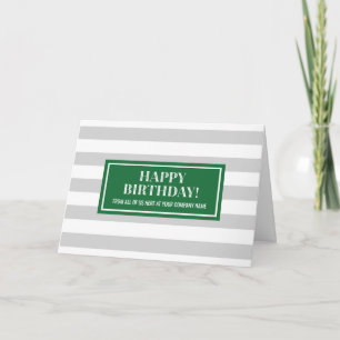 Carte Green Grey Stripes Business De Groupe Anniversaire