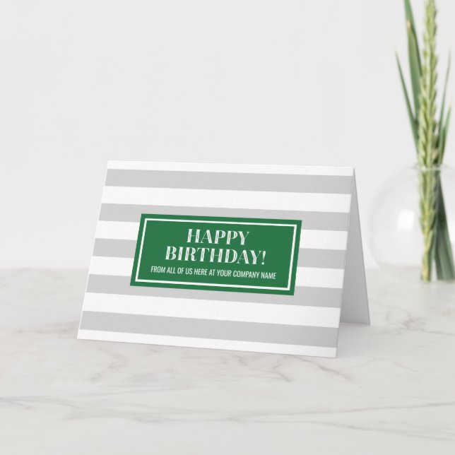 Carte Green Grey Stripes Business De Groupe Anniversaire (Devant)