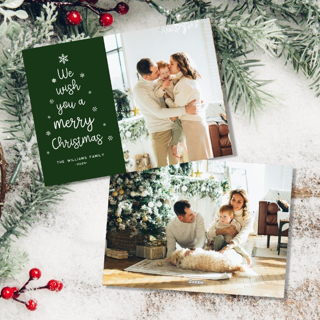 Carte Green Joyeux Noël Famille Photo Holiday (Créateur téléchargé)