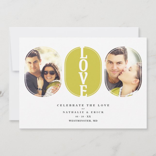 Carte Green Love Citation Mariage 2 Photos Couple (Devant)
