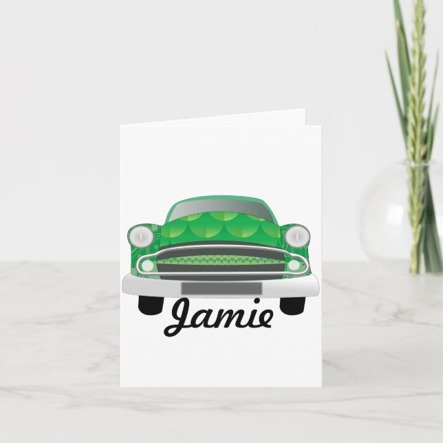 Carte Green Mean Retro Voiture Boy's Birthday (Devant)