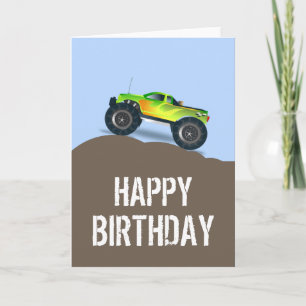 Carte Green Monster Camion Anniversaire Pneus de rechang
