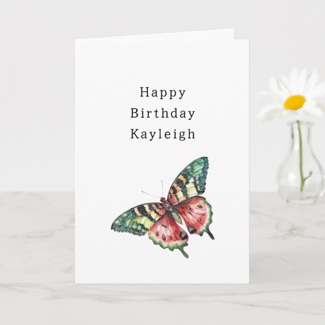 Carte Green Red Watermelon Butterfly Birthday (Petite plante)
