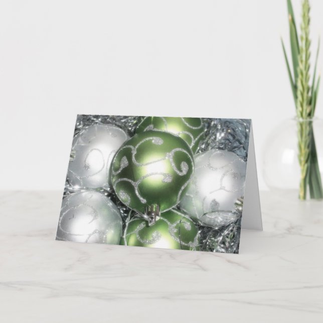 Carte 'Green & Silver Sparkle' - Joie & Luminosité (Devant)