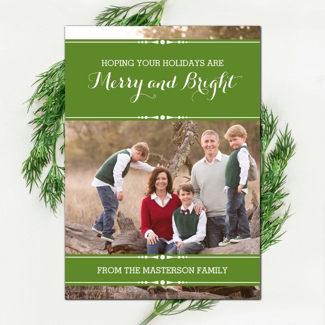 Carte Green Simply Chic Holiday (Green Simply Chic Holiday Photo Card)