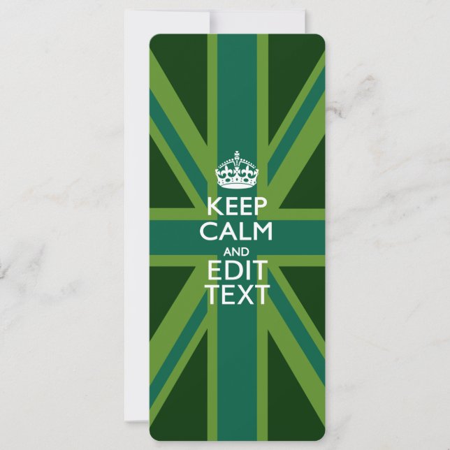 Carte Green Teal Keep Calm And Have Your Text Union Jack (Devant)