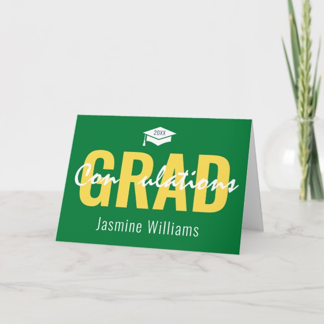 Carte Green Yellow White Congradulations Gradué (Devant)