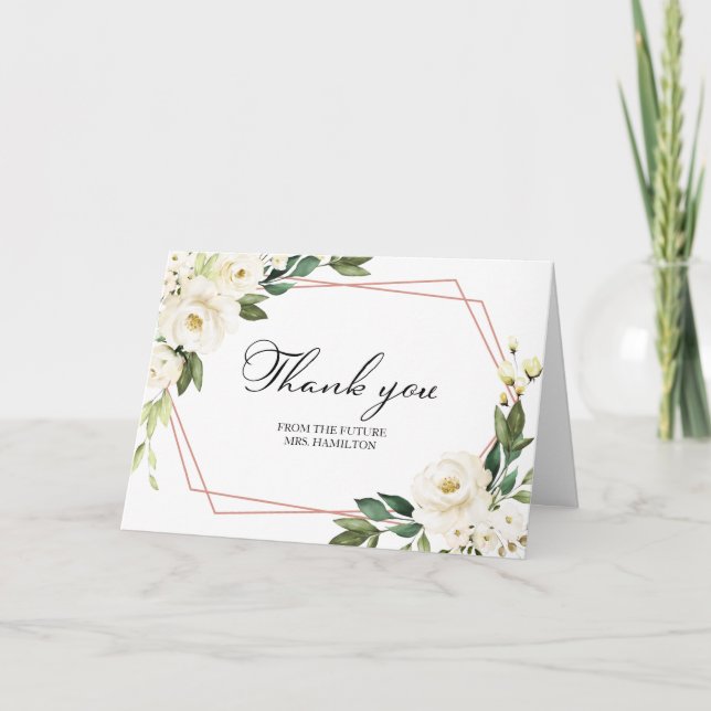 Carte Greenery Geometric Bridal Shower Thank (Devant)