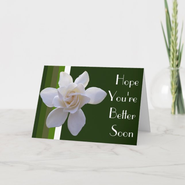 Carte Greeting Card - Gardenia on Stripes (Devant)