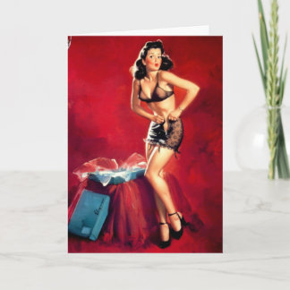 Carte Greeting Card Pin-Up Girl Dressing