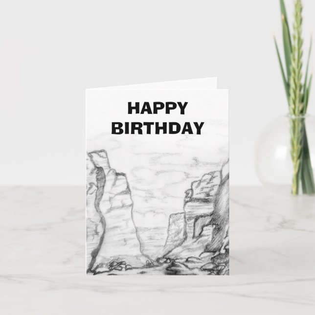 Carte Greeting Card with canyon sketched on it (Devant)