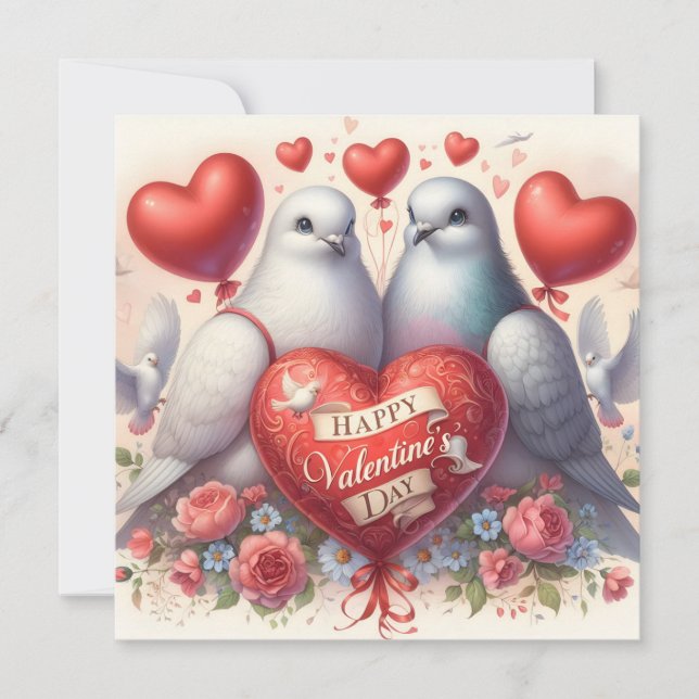 Carte Greeting card with doves in love (Devant)