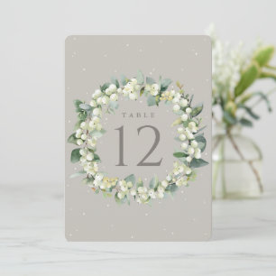 Carte Greige Snowberry+Eucalyptus Mariage Numéro de tabl