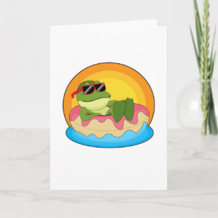 Carte Grenouille à la baignade avec des lunettes de sole