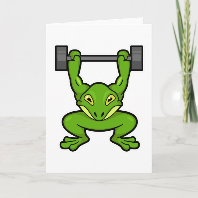 Carte Grenouille à la musculation avec haltère (Devant)