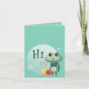Carte Grenouille Aimable Animaux Drôle Salut Salutation