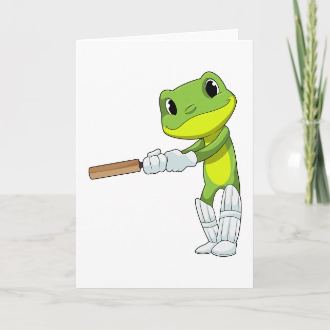 Carte Grenouille au cricket avec batte de cricket (Devant)