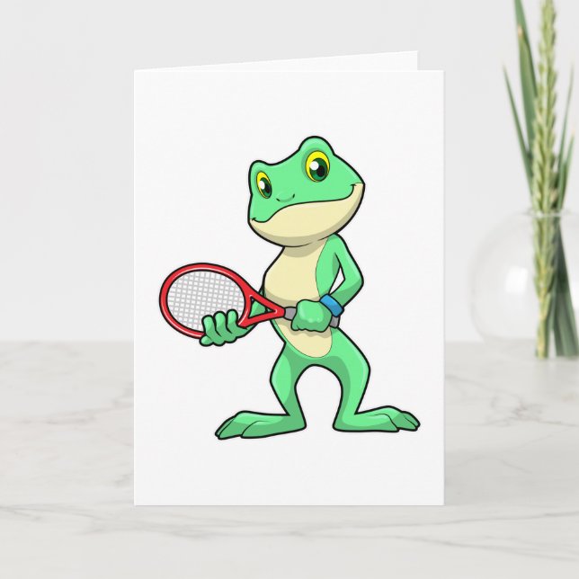 Carte Grenouille au tennis avec raquette de tennis (Devant)