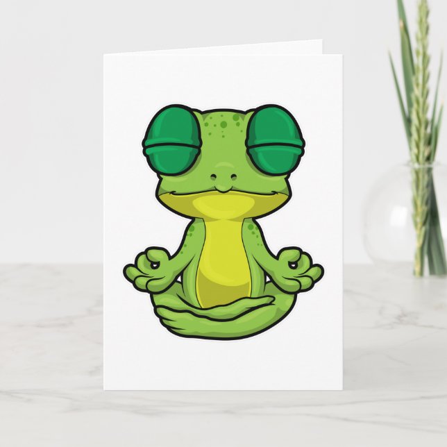 Carte Grenouille au yoga en tailleur (Devant)