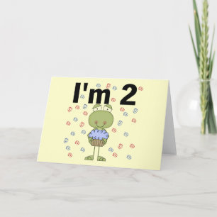 Carte Grenouille avec Cupcake 2e chemises d'anniversaire