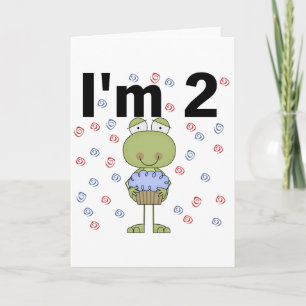 Carte Grenouille avec Cupcake 2e chemises d'anniversaire