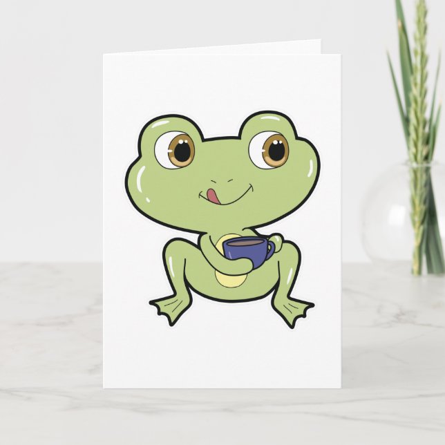 Carte Grenouille avec une tasse de café (Devant)