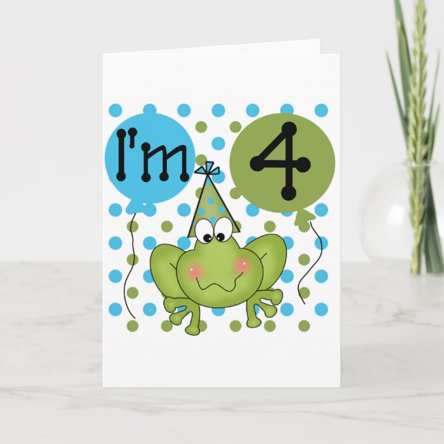 Carte Grenouille bleue 4e anniversaire Tshirts et cadeau (Devant)