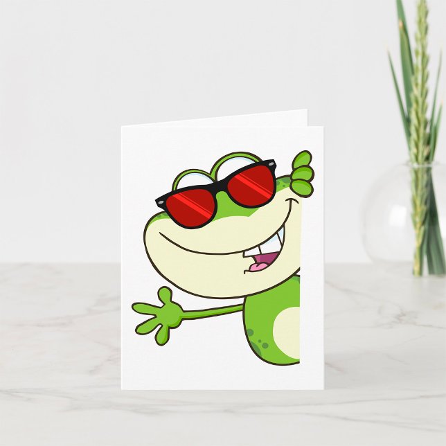 Carte Grenouille cool portant des lunettes de soleil rou (Créateur téléchargé)