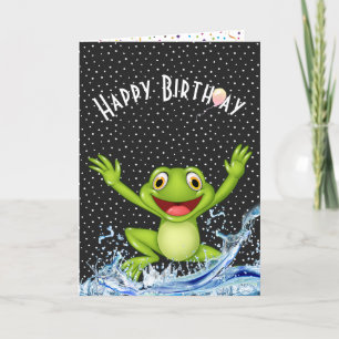 Carte Grenouille d'anniversaire saut Notre eau