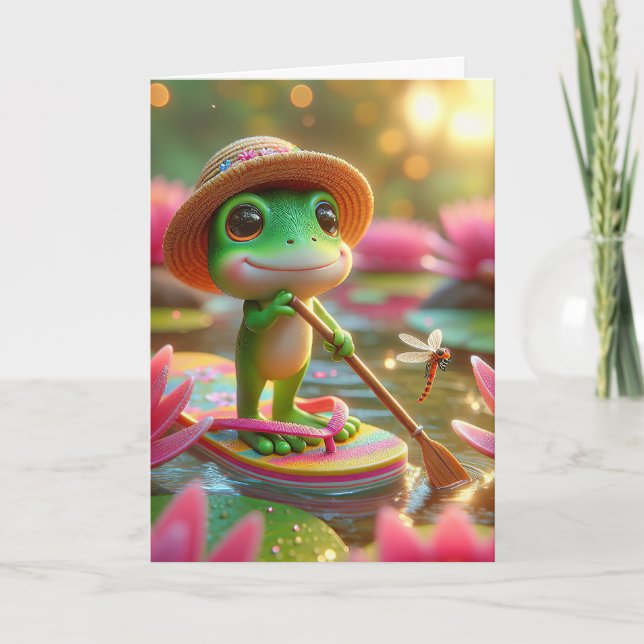 Carte Grenouille D'Anniversaire Sur Un Flip-Flop (Devant)