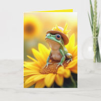 Grenouille d'anniversaire sur un tournesol