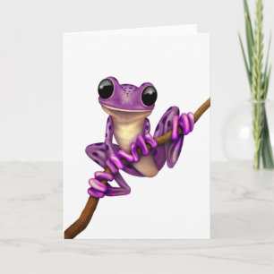 Carte Grenouille d'arbre pourpre mignonne sur une