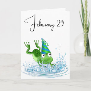 Carte Grenouille de fête pour l'année bissextile Anniver