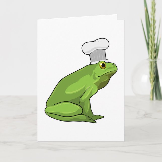 Carte Grenouille en cuisinier avec chapeau de chef (Devant)