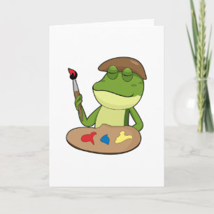 Carte Grenouille en peintre avec pinceau et peinture