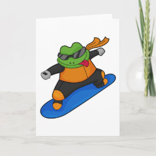 Carte Grenouille en snowboardeur avec snowboard
