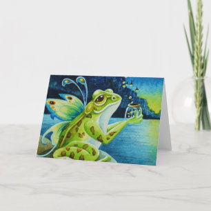 Carte Grenouille et lucioles de fée de Whimsical Aquarel