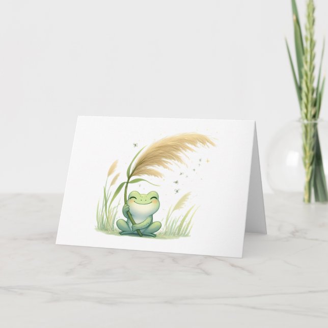 Carte Grenouille lunaire avec Pampas Grass Blank Greg (Devant)