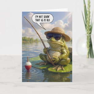 Carte Grenouille pour 65e anniversaire pêchant sur un né