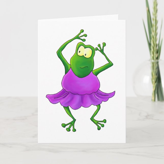 Carte Grenouille pourpre de danse de tutu de ballerine (Devant)
