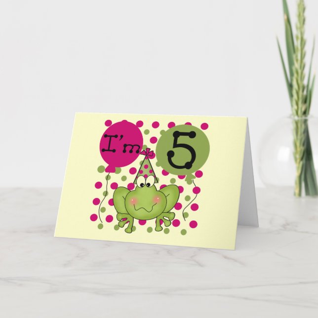 Carte Grenouille rose 5e Anniversaire Tshirts et cadeaux (Devant)